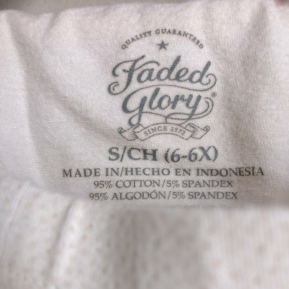 Girls size 6x Faded Glory white leggings